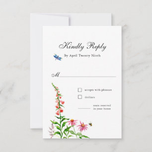 WatercolorWildflowers Floral wedding Response Card