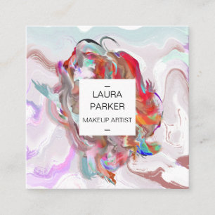 Watercolour abstract Splatter Brush Minimal Modern Square Business Card