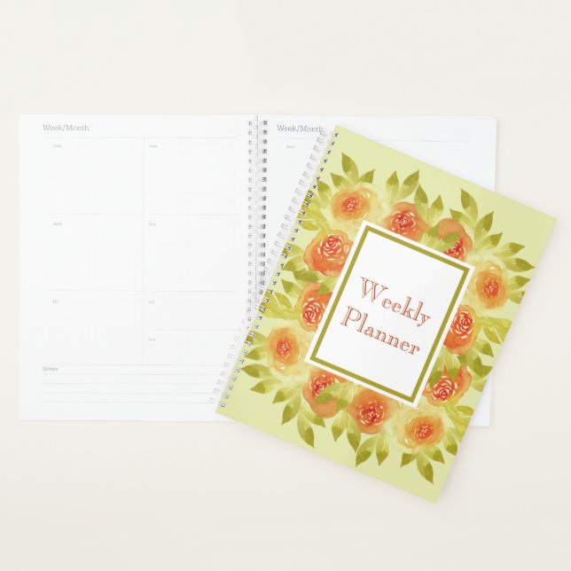 Watercolour Apricot Roses Weekly Planner (Display)