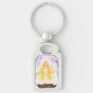 watercolour art angel appearing and shining key ring