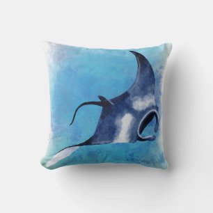 Watercolour artwork of Manta Ray Cushion
