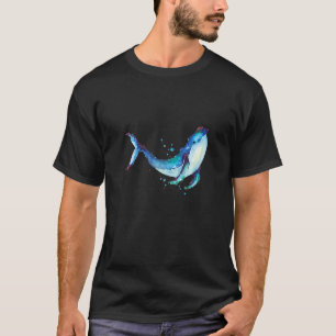 Watercolour Artwork On  Whale Blue Whale Pottwhal  T-Shirt
