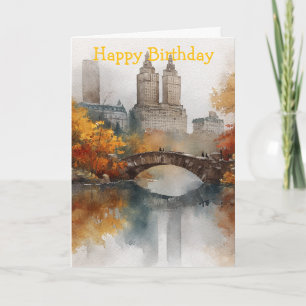 Watercolour Autumn in New York Card