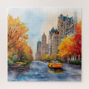 Watercolour Autumn in New York Jigsaw Puzzle