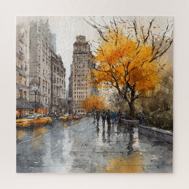 Watercolour Autumn in New York Jigsaw Puzzle (Vertical)