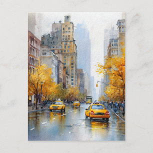 Watercolour Autumn in New York Postcard