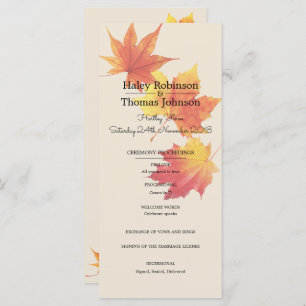 Watercolour Autumn Leaves Ceremony Programme