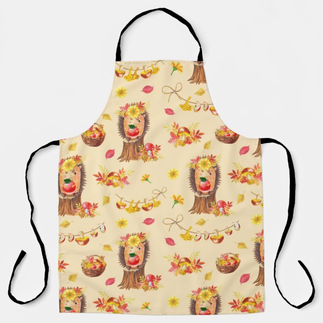 Watercolour Autumn seamless pattern. Cute watercol Apron (Front)