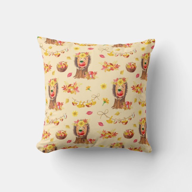 Watercolour Autumn seamless pattern. Cute watercol Cushion (Front)