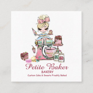 Watercolour Bakery Mixer Pastry Sweets cakes  Squa Square Business Card