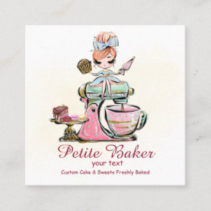 Watercolour Bakery Mixer Pastry Sweets Cakes Square Business Card
