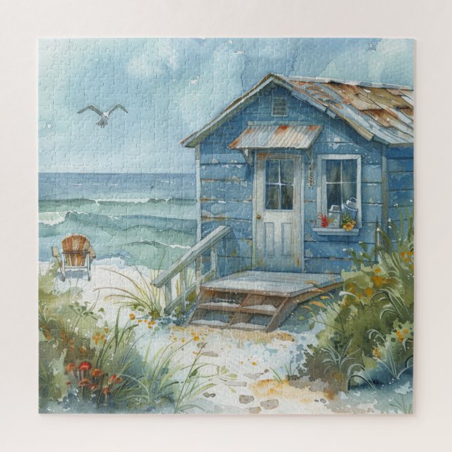 Watercolour Beach Cottage Jigsaw Puzzle (Vertical)