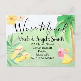 Watercolour beach theme  Change of address, Announcement Postcard