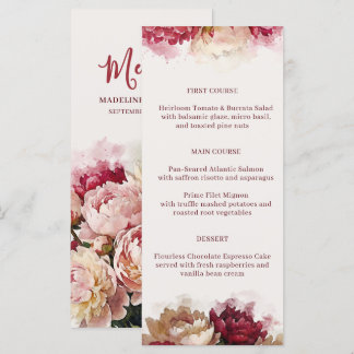 Watercolour Blooms | Romantic Peony Reception Menu