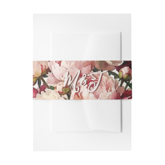 Watercolour Blooms | Romantic Peony Wedding Invitation Belly Band