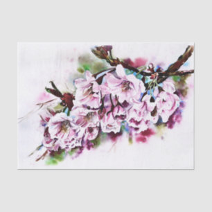Watercolour Blossom Branch for Decoupage Tissue Paper