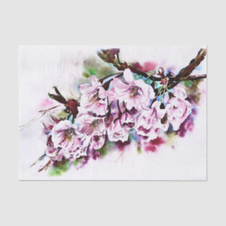 Watercolour Blossom Branch for Decoupage Tissue Paper