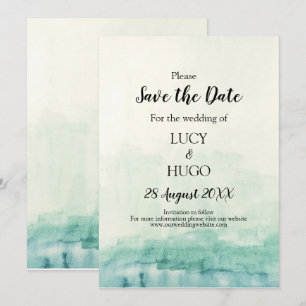 Watercolour Blue Ombre boho Wedding Save The Date