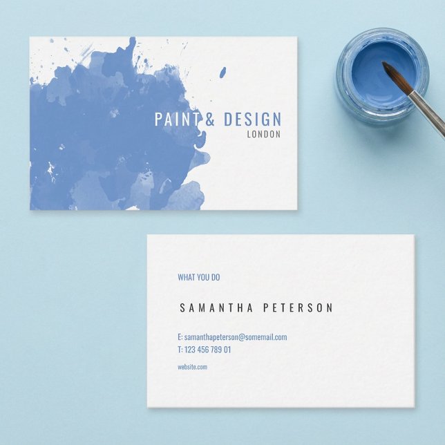 Watercolour blue paint splash effect business card (Watercolour blue paint splash effect business card.)