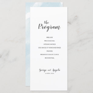 Watercolour blue Party Programs Programme