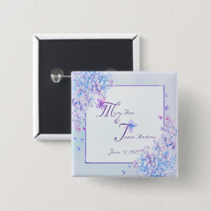 Watercolour Blue Purple Lilac Flower 15 Cm Square Badge