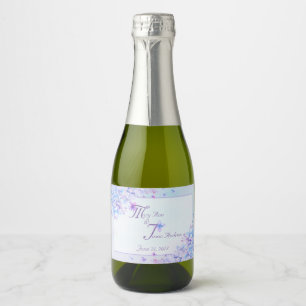 Watercolour Blue Purple Lilac Flower Sparkling Wine Label