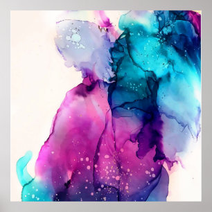 watercolour blue purple poster