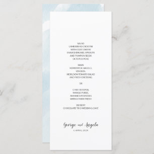 Watercolour Blue Simple Party Menu