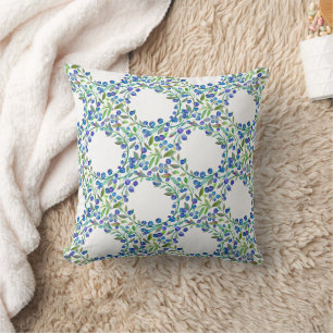 Watercolour blueberry design cushion