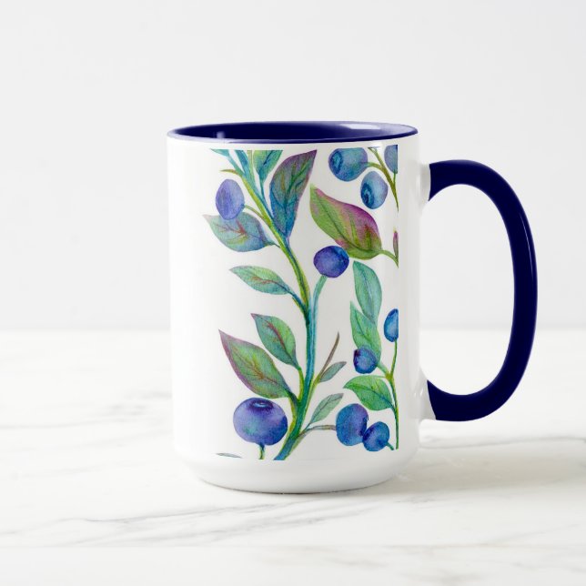 Watercolour blueberry design mug (Right)