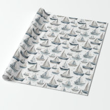 Watercolour Boats Wrapping Paper