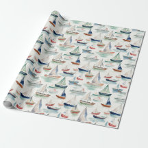 Watercolour Boats Wrapping Paper