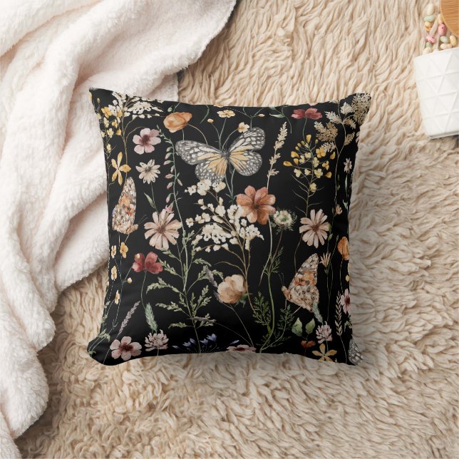Watercolour Boho Floral  Cushion (Blanket)