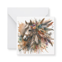 Watercolour Boho Horse Note Card 