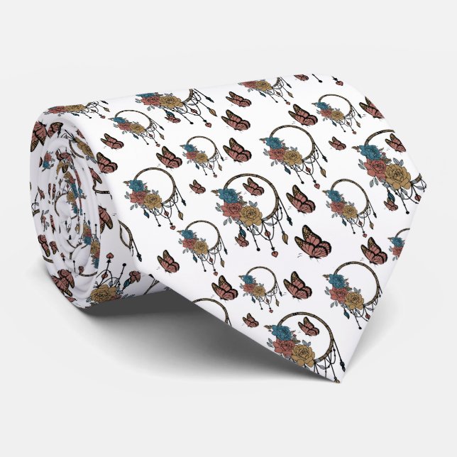 Watercolour Boho Pattern  Tie (Rolled)