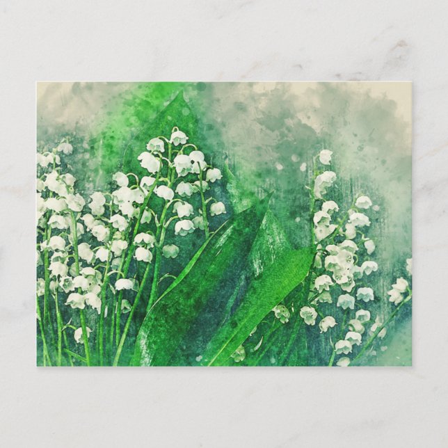 Watercolour Botanical Lily of the Valley Postcard (Front)