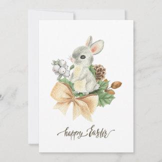Watercolour bunny boho Happy easter Holiday Card