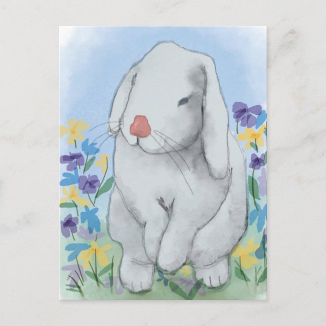 Watercolour Bunny Postcard (Front)