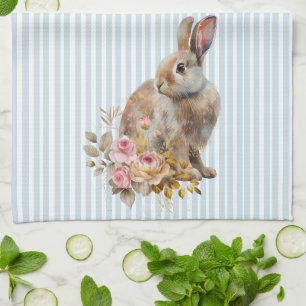 Watercolour Bunny roses Kitchen Towel