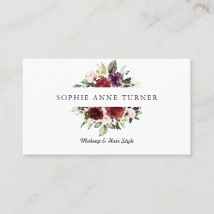 Watercolour Burgundy Pink Plum Floral Frame Business Card