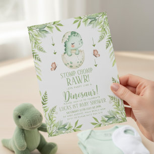 watercolour butterfly Dinosaur Baby Shower Invitation