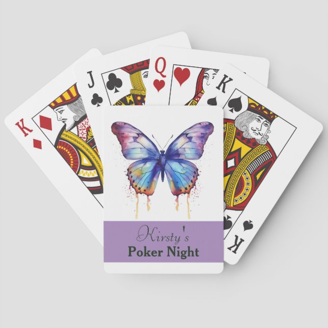 Watercolour Butterfly Personalized Playing Cards (Back)