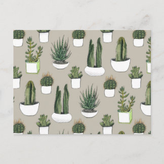 Watercolour Cacti & Succulent - Beige Postcard