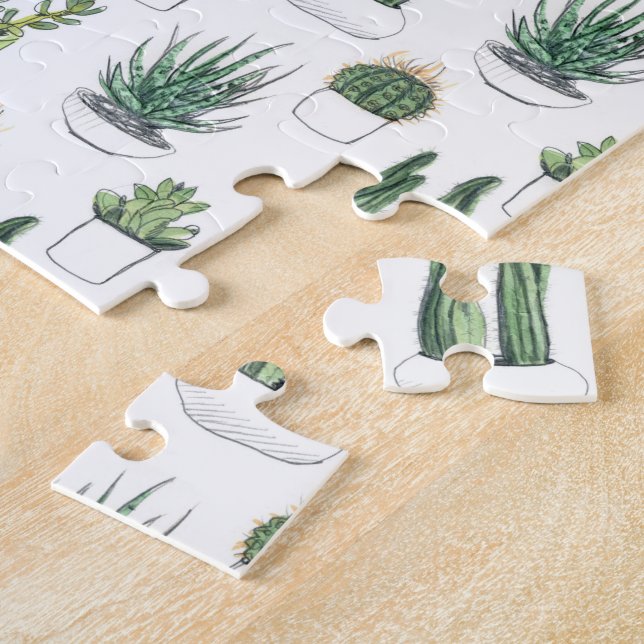 Watercolour Cacti & Succulent Jigsaw Puzzle (Side)