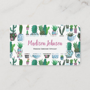 Watercolour Cactus   Monogram   Business Cards
