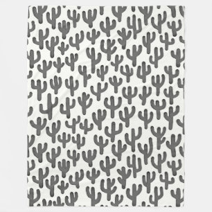 Watercolour Cactus Pattern - Black Fleece Blanket