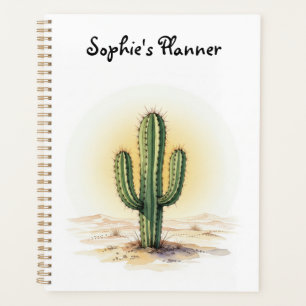 Watercolour cactus planner