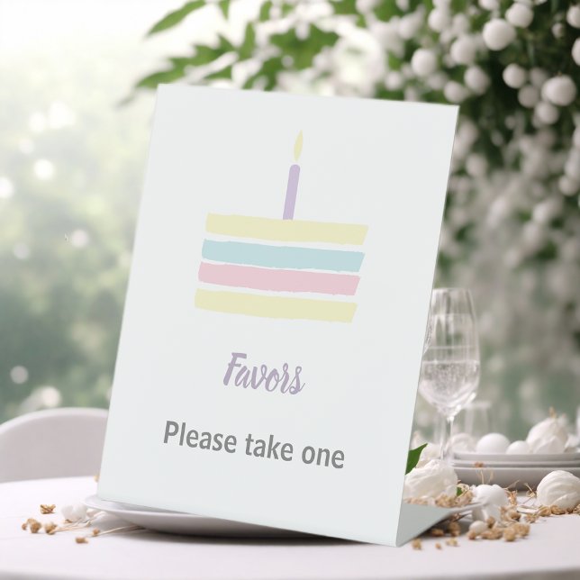 Watercolour cake Birthday Favours Take  Pedestal Sign (Creator Uploaded)