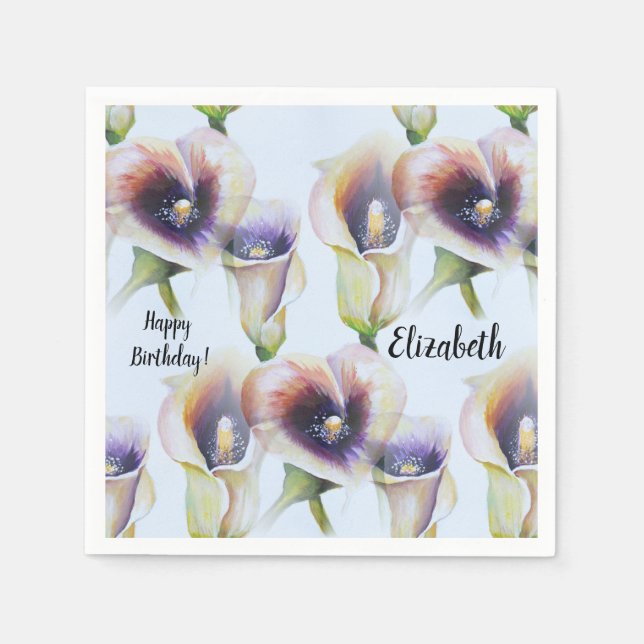 Watercolour Calla Lilies in Gradient Colours Napkin (Front)
