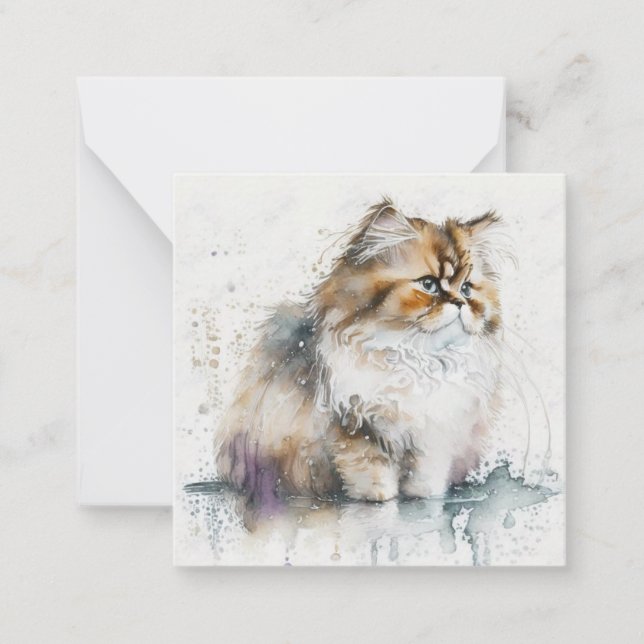 Watercolour Cat Card (Front)